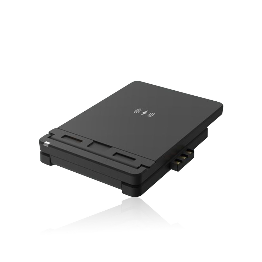 A black WHC60 Wireless Charger displayed on a white background in a closed position, appearing in a horizontal position.