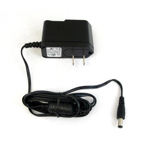 A sleek black Yealink Power Supply for T5 showcased on a white background. The image displays the power supply unit, featuring its cable and charging head.